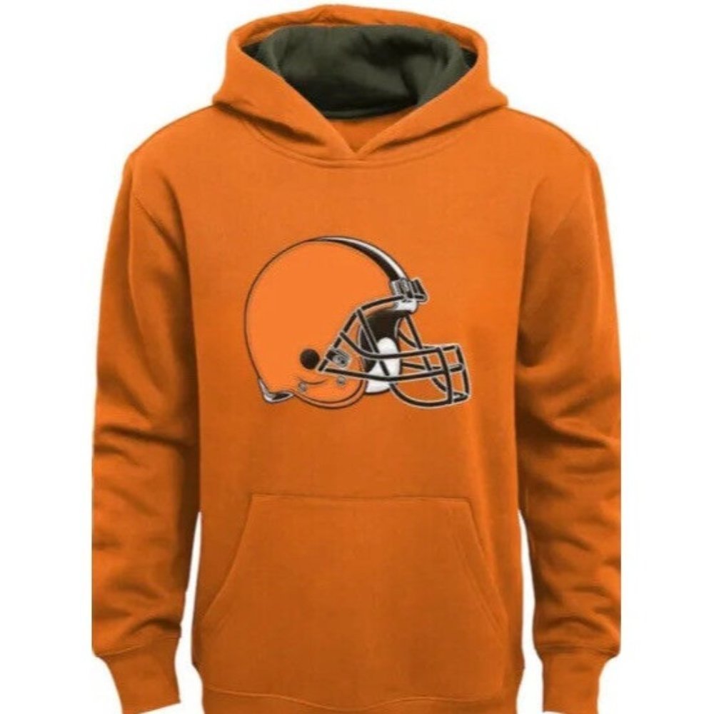 NFL Cleveland Browns Primary Pullover Hoodie Orange Youth Size Medium M 8-10